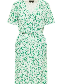 Faina Damen Kleid mit Blumenmuster in grün weiß