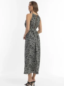 Faina Damen Maxikleid mit Leoprint in mehrfarbig