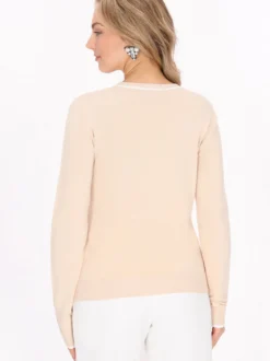 Faina Damen Pullover in beige - Ausschnitt: Rundhals