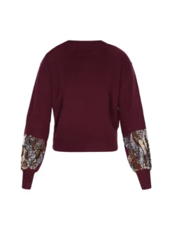 Faina Damen Pullover in bordeaux - Ausschnitt: Rundhals