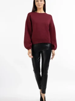 Faina Damen Pullover in bordeaux - Ausschnitt: Rundhals