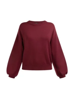 Faina Damen Pullover in bordeaux - Ausschnitt: Rundhals