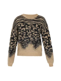 Faina Damen Pullover in camel - Ausschnitt: Rundhals
