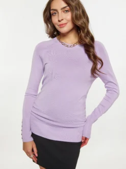 Faina Damen Pullover in lila - Ausschnitt: Rundhals