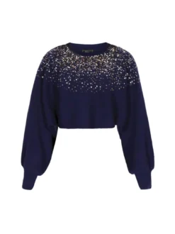 Faina Damen Pullover in marine - Ausschnitt: Rundhals