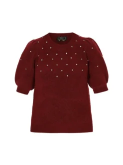 Faina Damen Pullover in rot - Ausschnitt: Rundhals