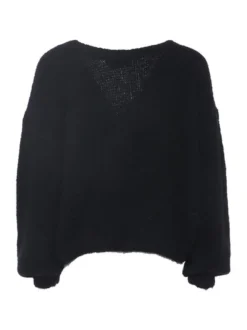 Faina Damen Pullover in schwarz - Ausschnitt: Rundhals