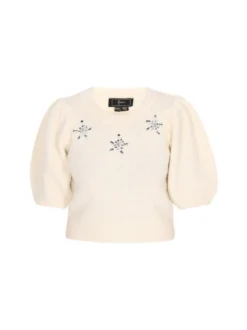 Faina Damen Pullover in weiß - Ausschnitt: Rundhals