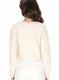 Faina Damen Pullover in weiß - Ausschnitt: Rundhals