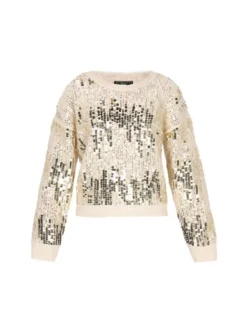 Faina Damen Pullover in weiß - Ausschnitt: Rundhals