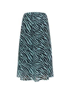 Faina Damen Rock mit Zebra-Print in hellblau schwarz