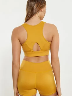 Faina Damen Spitze in gelb - Ausschnitt: Rundhals