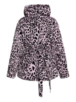 Faina Damen Steppjacke mit Leo-Print in lila