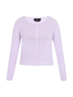 Faina Damen Strickjacke in purple - Ausschnitt: Rundhals