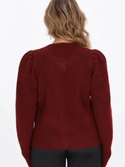 Faina Damen Strickjacke in rot - Ausschnitt: Rundhals