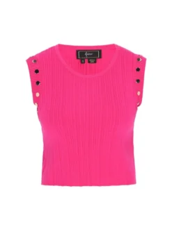 Faina Damen Stricktop in fuchsia - Ausschnitt: Rundhals