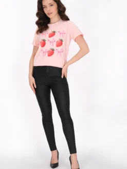 Faina Damen T-Shirt in pink - Ausschnitt: Rundhals