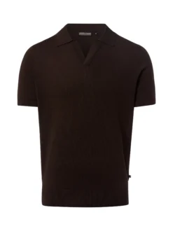 Finshley & Harding Herren Strick-Poloshirt in schoko