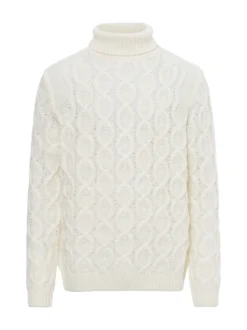 Finshley & Harding London Herren Strickpullover mit Wollanteil in ecru