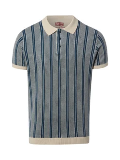 Finshley & Harding London Herren Strick-Poloshirt - Randy in indigo beige