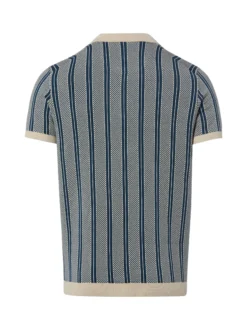 Finshley & Harding London Herren Strick-Poloshirt - Randy in indigo beige