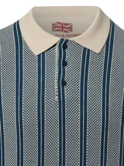 Finshley & Harding London Herren Strick-Poloshirt - Randy in indigo beige
