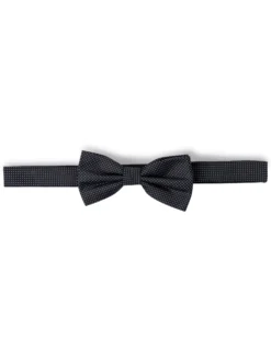 Finshley & Harding London Herren Fliege und Einstecktuch aus Seide in schwarz weiß