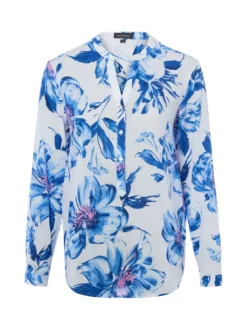 Franco Callegari Damen Bluse in blau weiß