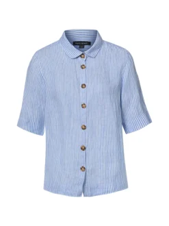 Franco Callegari Damen Leinenbluse in blau weiß