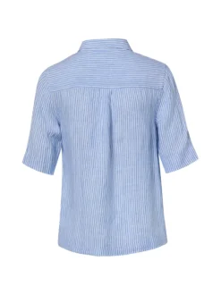 Franco Callegari Damen Leinenbluse in blau weiß