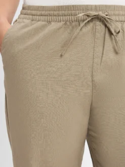 Franco Callegari Damen Stoffhose mit Leinenanteil in kitt