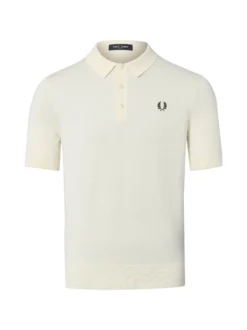 Fred Perry Herren Strick-Poloshirt in ecru