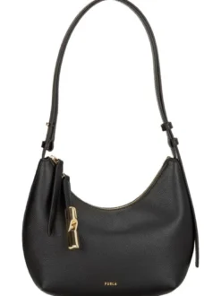 Furla Damen Schultertasche - Goccia Shoulder Bag in schwarz