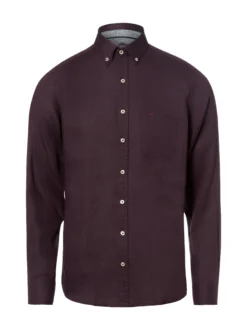 Fynch-Hatton Herren Leinenhemd in aubergine