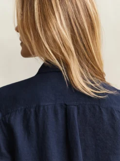 Gant Damen Leinenbluse in marine - Ärmel: langarm