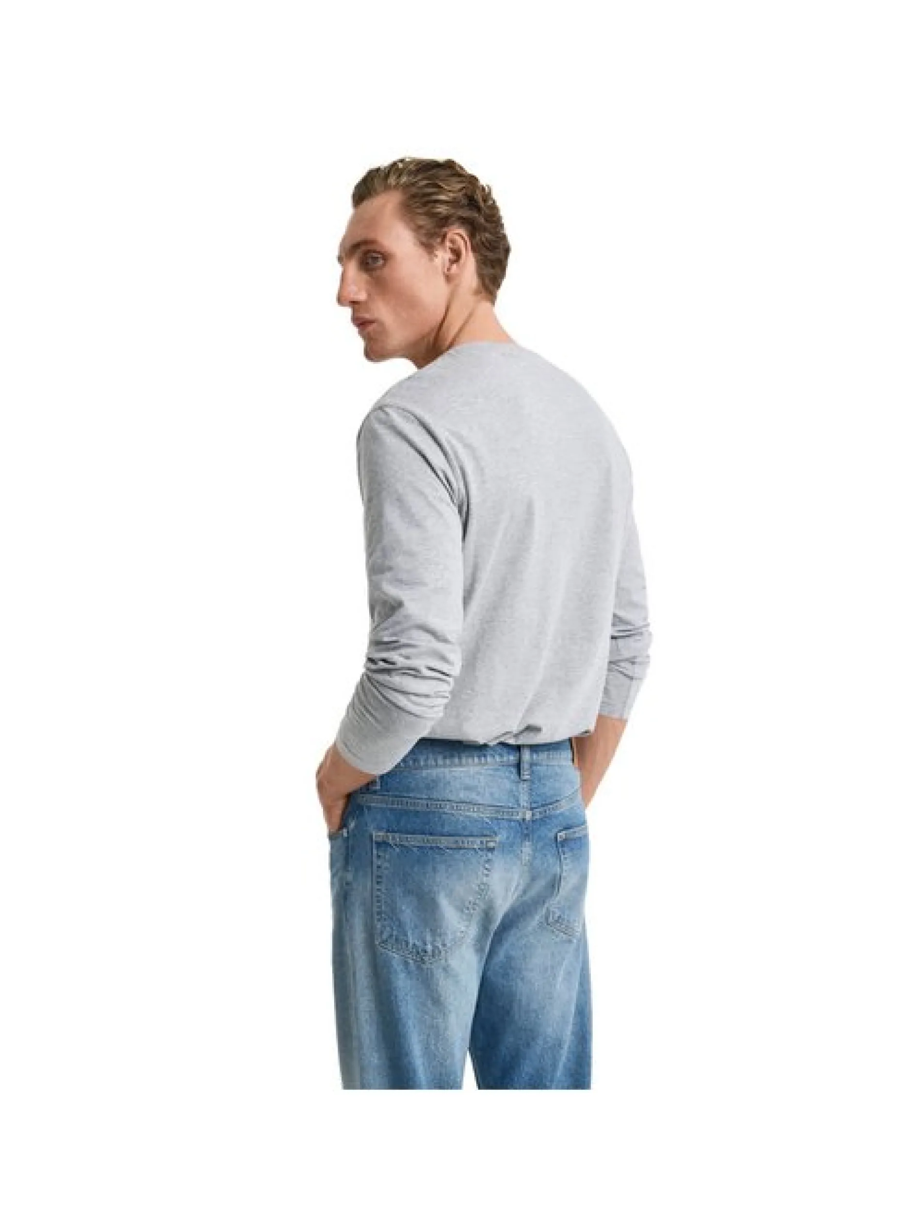 Gant Herren Longsleeve in grau - Ausschnitt: Rundhals