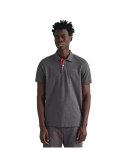 Gant Herren Poloshirt in anthrazit - Ärmel: kurzarm