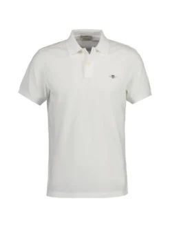 Gant Herren Poloshirt in weiß - Ausschnitt: Polokragen