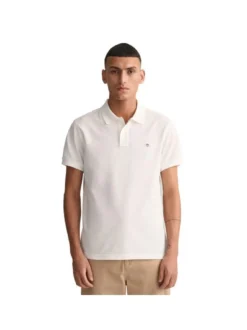Gant Herren Poloshirt in weiß - Ausschnitt: Polokragen