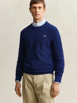 Gant Herren Strickpullover in indigo - Ärmel: langarm