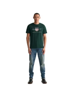Gant Herren T-Shirt in grün - Ausschnitt: Rundhals