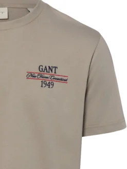Gant Herren T-Shirt in taupe - Ausschnitt: Rundhals