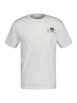 Gant Herren T-Shirt in weiß - Ausschnitt: Rundhals