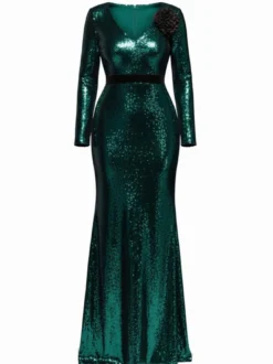 Goddiva Damen Maxikleid in grün - Länge: lang