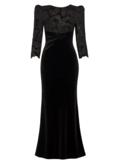 Goddiva Damen Maxi Kleid in schwarz - Länge: lang