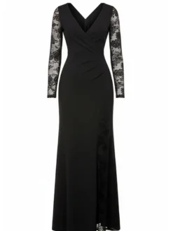 Goddiva Damen Maxi-Kleid in schwarz - Länge: lang