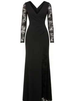 Goddiva Damen Maxi-Kleid in schwarz - Länge: lang