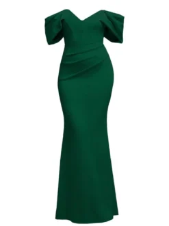 Goddiva Damen Maxi Kleid in tanne - Ausschnitt: Carmen