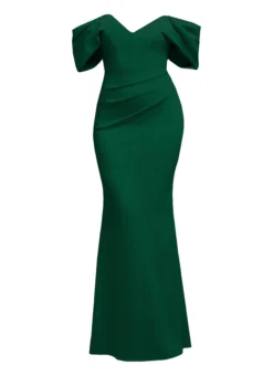 Goddiva Damen Maxi Kleid in tanne - Ausschnitt: Carmen