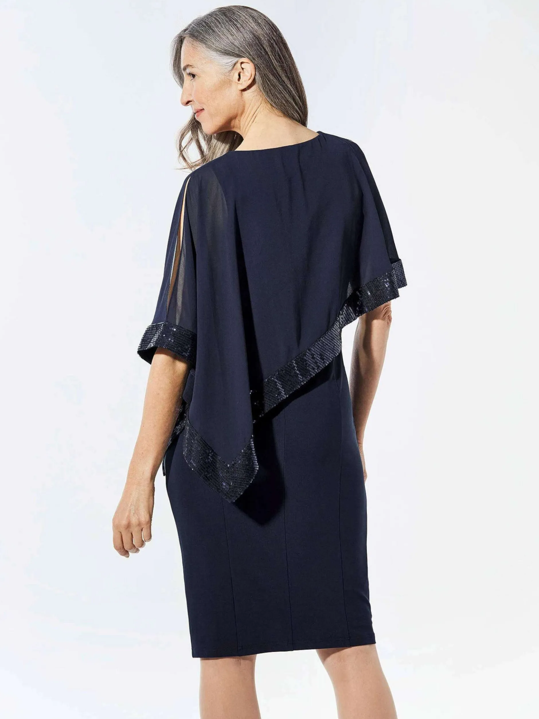 Goldner Damen Abendkleid in blau - Ausschnitt: U-Boot
